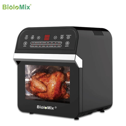 BioloMix 12L 1600W Air Fryer Oven Toaster Rotisserie and Dehydrator With LED Digital Touchscreen, 16-in-1 Countertop Oven